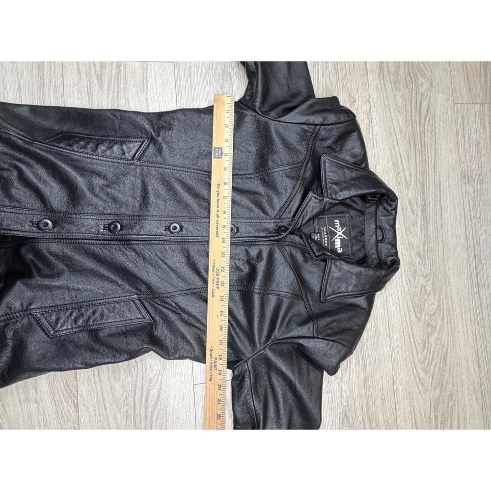 Wilsons Maxima Womens Black Genuine Leather Button Front Blazer Jacket Size‎ M - Picture 4 of 9